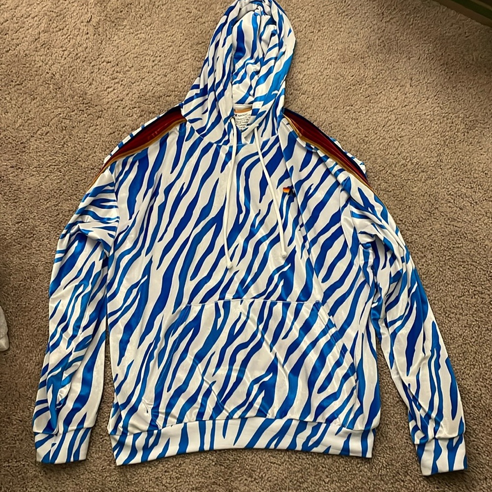 Aviator nation blue zebra pull over medium
